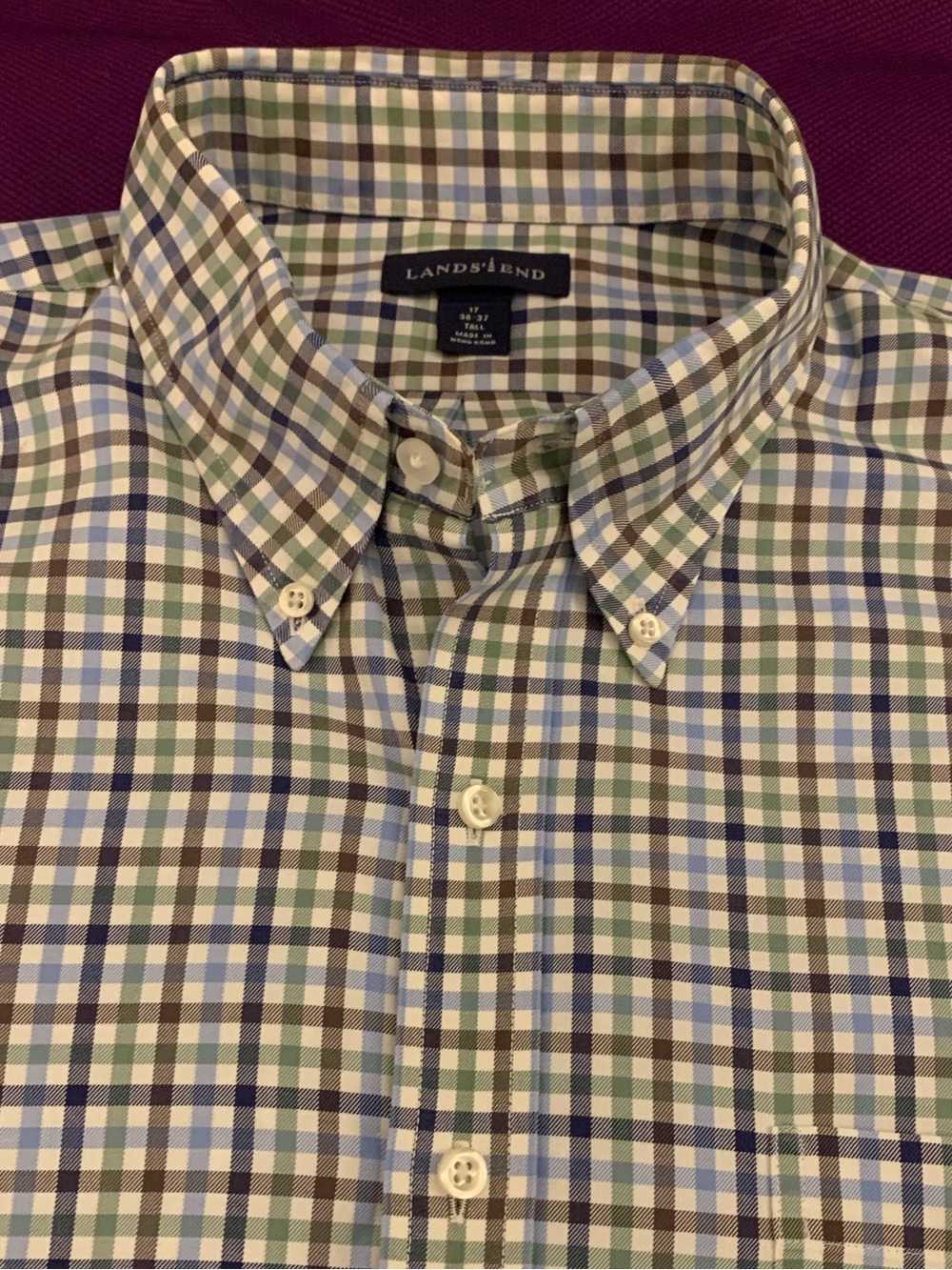 LANDS’ END LS All Cotton Checked Shirt